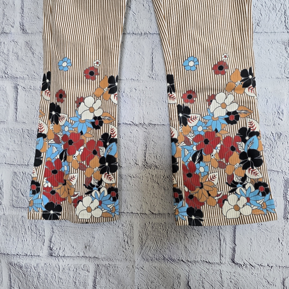 BDG Urban Outfitters Pants Floral Striped High Waistes Flare Bottoms W26 - Picture 4 of 13